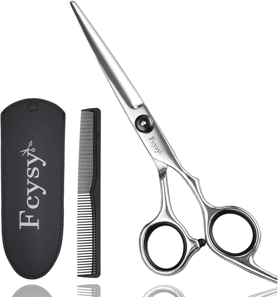 Fcysy Professional 6 Inch Hair Scissors Barber Shears, Haircutting Scissors with Comb, Salon Hair Shears for Men, Women & Pets