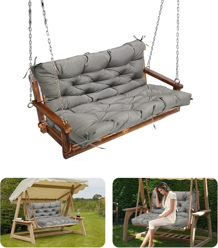 Porch Swing Cushions, Swing Cushions for Outdoor Furniture, Non-Slip and Easy-to-Clean Replacement Cushions for Outdoor Swing, Available for 2-3 Persons (60×40,Dark Gray)