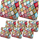 8 Pcs Outdoor Cushion Covers Bohemian Patio 25 Inch Stretchable Furniture Cushion Covers Floral Indoor Sofa Replacement Seat with Elastic Bottom