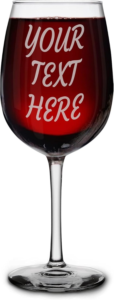 Personalized Your Text Here Laser Engraved Stemmed Wine Glass 16 oz. Custom Drinking Glass Gifts for Him, Her