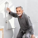 FSA Eligible, L Shaped Grab Bar for Shower, 16inch x 24inch Grab Bar for Bathtub and Shower, White Safety Bar with Luminous Rings, Handicap Grab Bars for Bathroom, Stainless Steel, Non-Slip Handrail