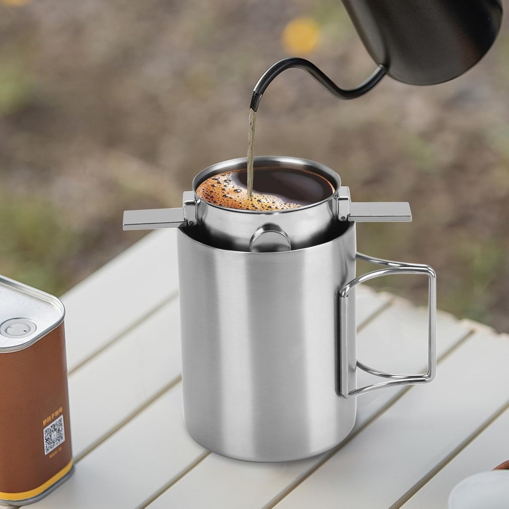 304 Stainless Steel Hanging Ear Coffee Filter Cup Portable Hand Flush Filter Filter Paper Filter-free Funnel Coffee Utensils