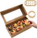 15 Cupcake Boxes 8 Count with Window and Inserts, Kraft Cupcake Containers, Cupcake Boxes for Cupcakes, Muffins, Cookies, Desserts