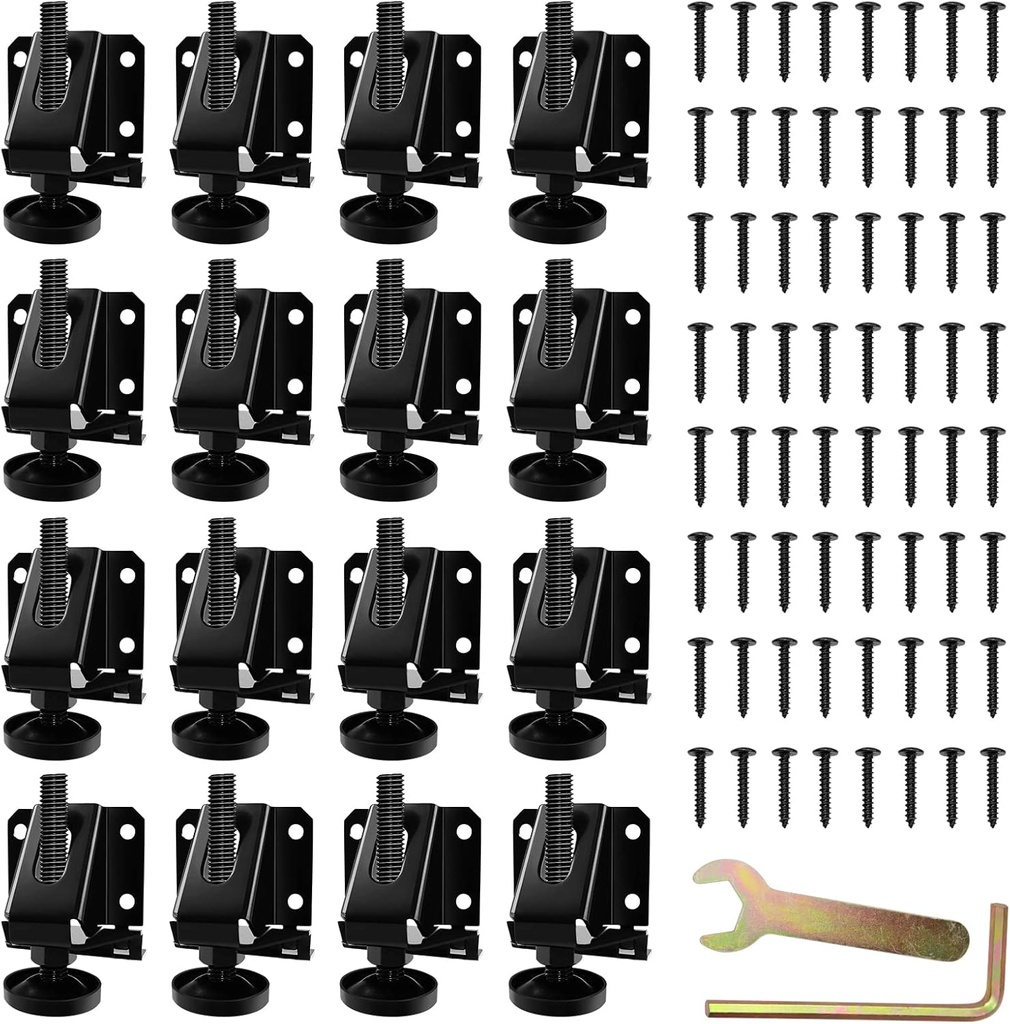 LOSCHEN 16 PCS Heavy Duty Adjustable Leveling Feet for Furniture,Hexagon Nuts Lock Furniture Legs Levelers,for Table, Cabinets, Workbench,Shelving Units and More