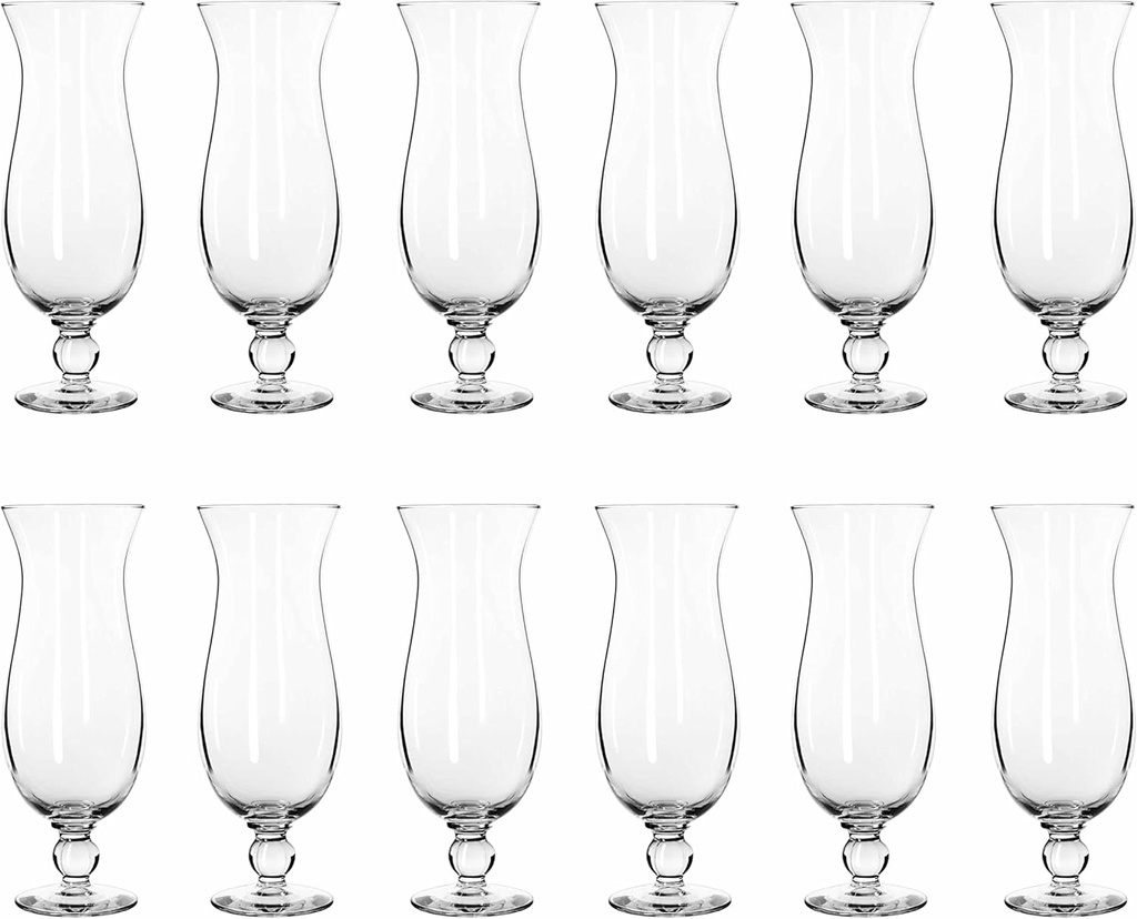 DISCOUNT PROMOS Libbey Hurricane Glasses 16 oz. Set of 12, Bulk Pack - Branded Drinkware for Cocktail, Pina Colada or Mudslide - Clear