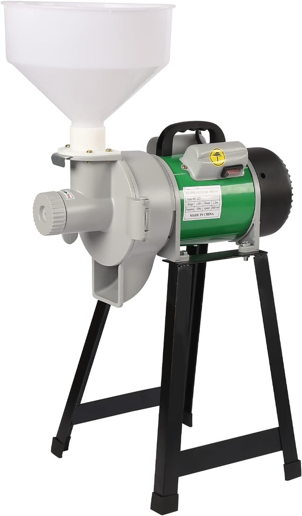 2200W Electric Grain Mill Grinder, 2800r/Min Commercial Wet Grain Grinder w/Funnel & Thickness Regulator, Commercial Grain Grinder Machine, Wheat Rice Corn Mill Flour Mill for Home (Green)