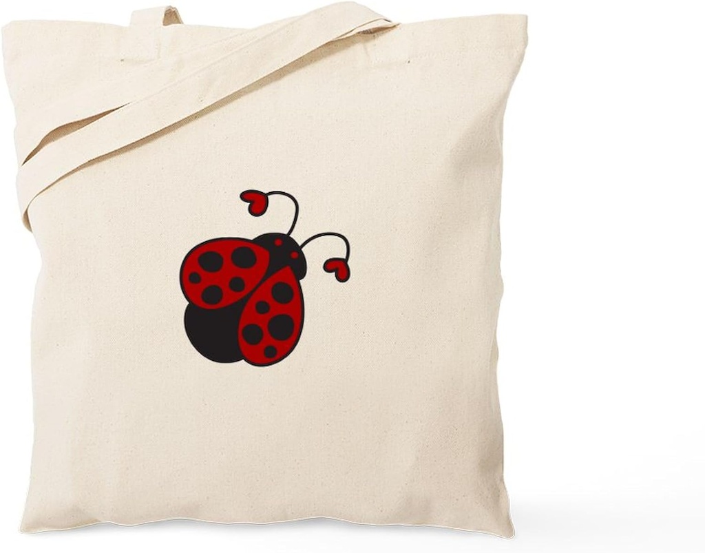 CafePress Heart Ladybug Tote Bag Natural Canvas Tote Bag, Reusable Shopping Bag