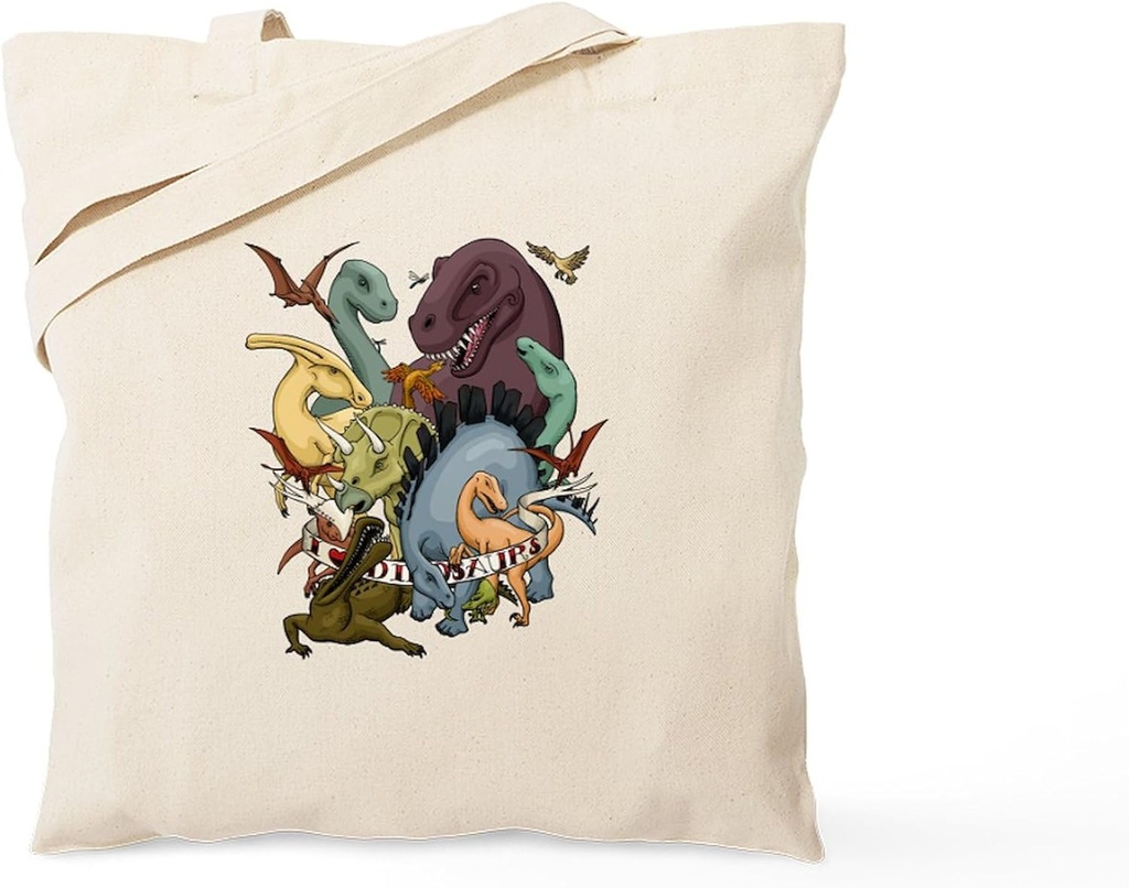 CafePress I Heart Dinosaurs Tote Bag Natural Canvas Tote Bag, Reusable Shopping Bag