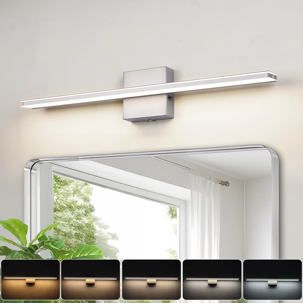 LED Modern Bathroom Light Fixtures 18W Brushed Nickel Vanity Lights Bar 5CCT Dimmable ixture Over Mirror Vanity Light for Bathroom Lighting 23.6 inch