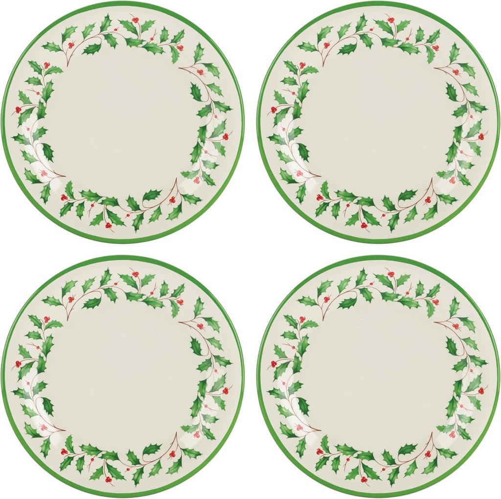 Lenox 863669 Holiday 4-Piece Melamine Dinner Plate Set, Christmas Dinnerware, Hosting