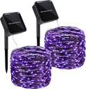 Twinkle Star 2 Pack Outdoor Solar String Lights, 39.4 FT 120 LED Solar Powered Halloween Decorative Fairy Lights with 8 Modes, Waterproof Black Wire for Christmas Patio Yard Wedding Party, Purple