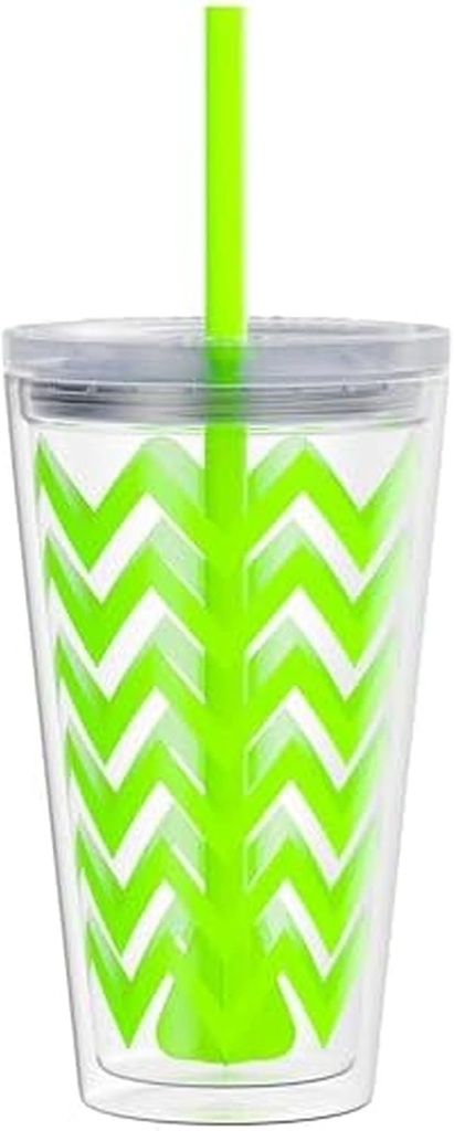 Copco Minimus 24oz Double Wall Insulated Tumbler with Removable Straw - BPA-Free Tritan Plastic, Leak-Proof Quarter-Turn Lid, Dishwasher Safe Travel Mug for Cold Beverages On-the-Go (Lime Green)