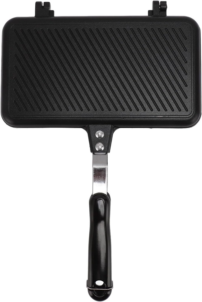 Waffle Maker, Stuffed Waffle Maker Nonstick Aluminum Waffle Maker Pan for Sandwich Toaster, Breakfast, Sandwich Baking (Solid wood/aluminum alloy 2)