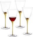 Barski Goblet - Red Wine Glass - White Wine Glass - Crystal Glass - Water Glass - Shiny Gold Stem - Stemmed Glasses - Set of 4 Goblets - 10 oz Made in Europe