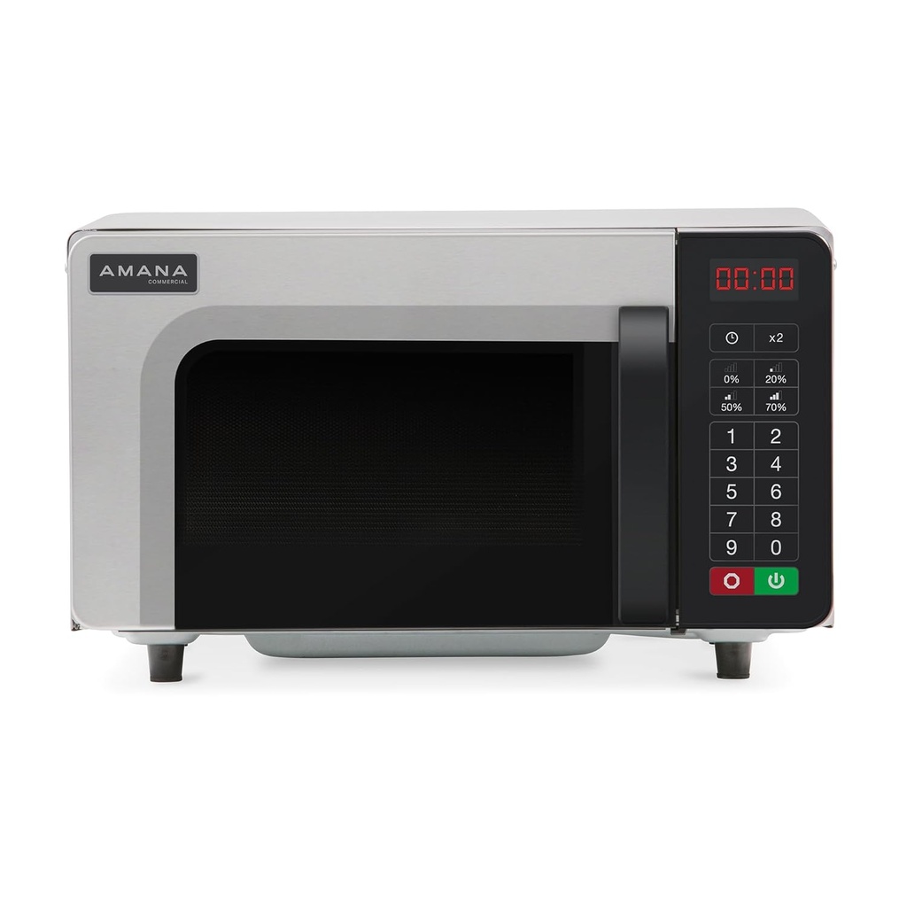 Amana RMS10TSA 1000 Watt Heavy-Duty Countertop Commercial Microwave Oven with Push Button Controls for Restaurant Buffet Catering | 0.8 Cu. Ft, 20"W x 16-1/2"D x 12-1/4"H, Stainless Steel, 120v, NSF