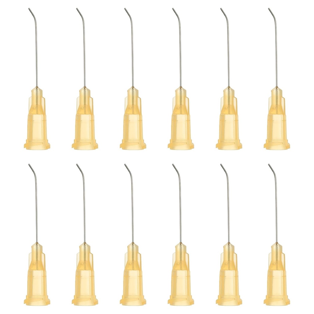 PATIKIL Blunt Tip Dispensing Needles 26G, 12 Pcs 1 Inch Industrial Liquid Dispenser Needle with Lure Lock for Refilling Liquid Ink Adhesive Glue, Light Yellow