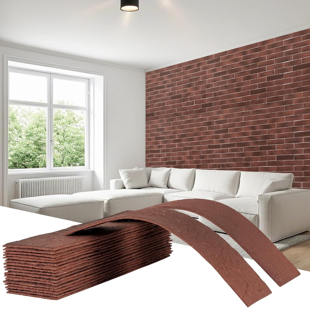 Thin Brick Veneer, 8.5" x 2.3“ Faux Brick, Wall Tile for Bedroom, Bathroom, Kitchen,Interior and Exterior Wall, Supplied by Jevie (4pcs, RED)