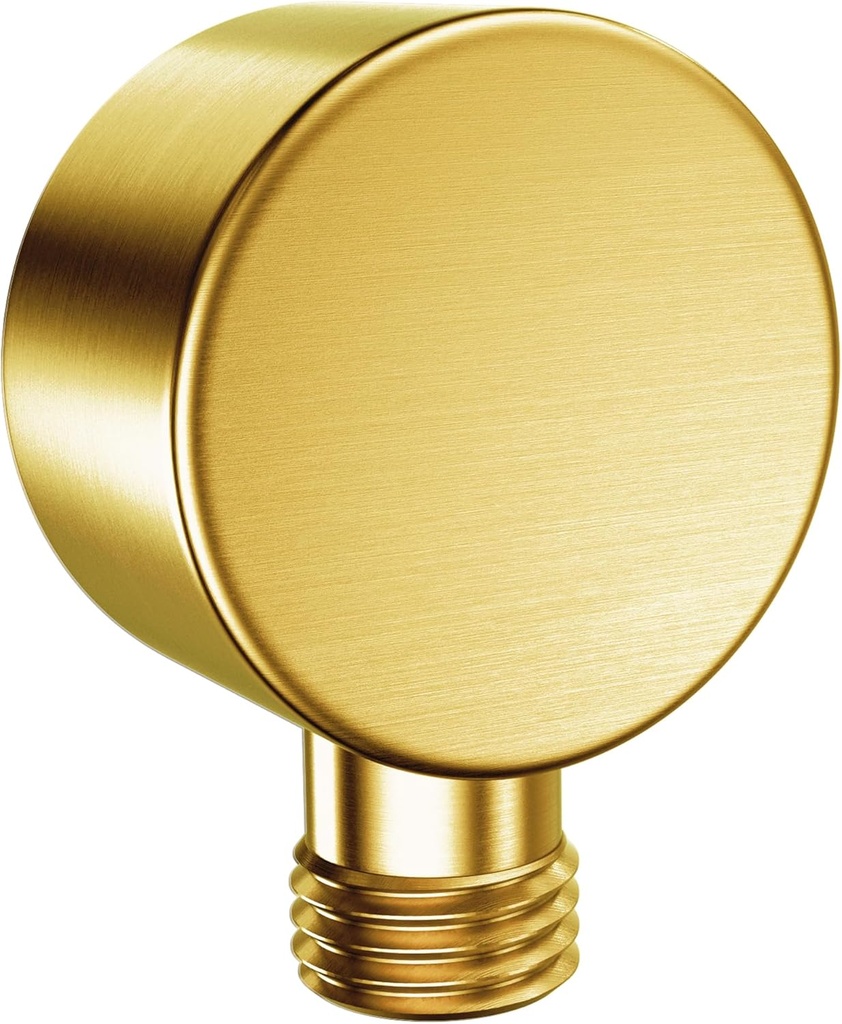 HammerHead Showers Solid Metal Drop Ell Wall Mount Elbow, 1/2" Shower Hose Connector, Round Handheld Shower Head Elbow Adapter, Shower Drop, Brushed Gold