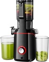 Slow Juicer Masticating, High Juicing Rate, Wide Feed Chute for Whole Fruits Vegetables, Quiet Motor with Reverse Function, Easy Clean Compact Design for Home Kitchen Camping