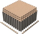 Tangkula 25 Pack-100 Sq.Ft. Foam Floor Tiles, Interlocking Carpet Tiles with Edge Borders, 24" × 24" Puzzle Exercise Mats for Living Room, Bedroom and Office (Light Brown, 100 Sq.Ft.)