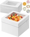 Cake Boxes 12x12x8 Inch White with Window, Bakers Bread Box Containers for Dessert, Pastry, Cookie, Bento, Birthday, Wedding, Cake Decoration Supplies for bakery or Gift Giving (12X12X8)