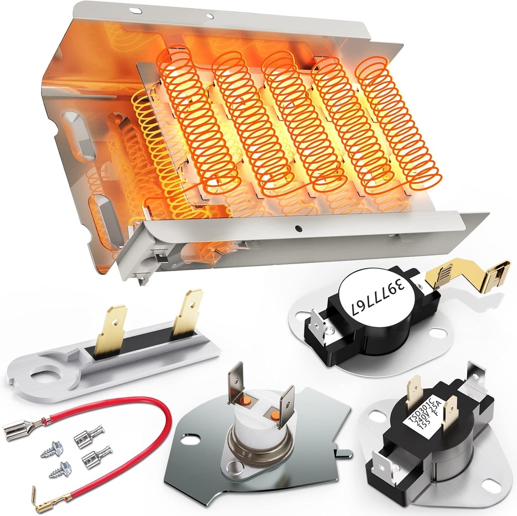 [UPGRADED] 279838 Dryer Heating Element for Whirlpool Kenmore Maytag Amana Roper, Dryer Heating Element Parts Include Dryer Thermostat Thermal Fuse, Replaces 2406026 3403585 w10724237