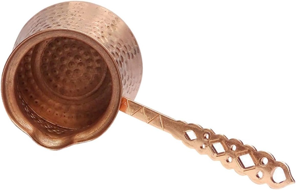 Coppered Turkish Coffee Maker Multi Function Heat Resistant Kettle for Hot and Cold Drinks with Easy Hold Handle for Electric Ceramic Stove Use