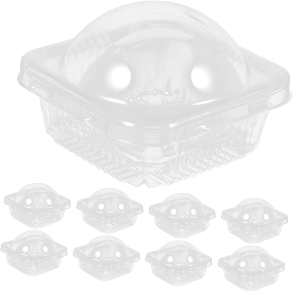 iplusmile 50Pcs Clear Dome Packaging Boxes for Cupcakes Macarons Egg Yolk Bakery Dessert Containers with High Dome Lids for Creative Decoration and Secure Transport
