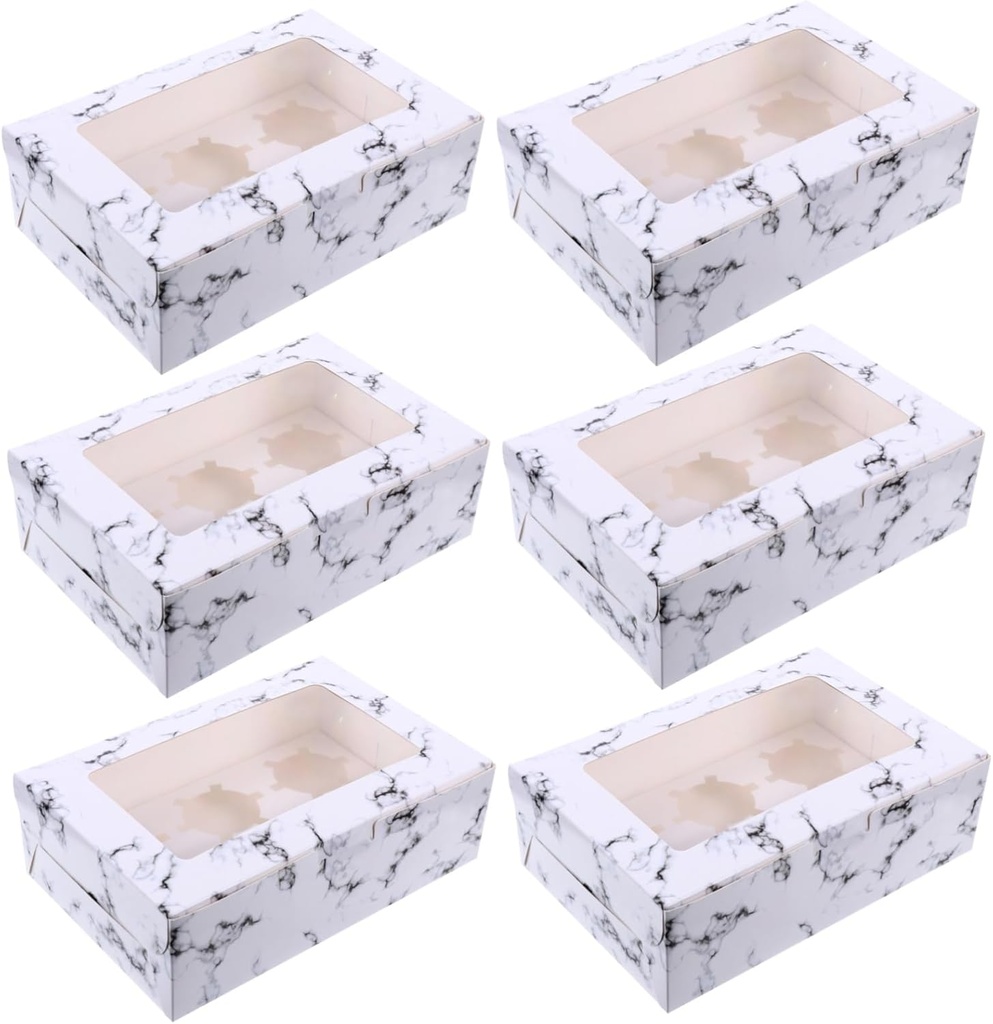 10pcs Clear Window Paper Marbling Dessert Boxes for Egg Tarts Cupcakes Food Grade Packaging Paper Insert for Bakery Treats and Pastries