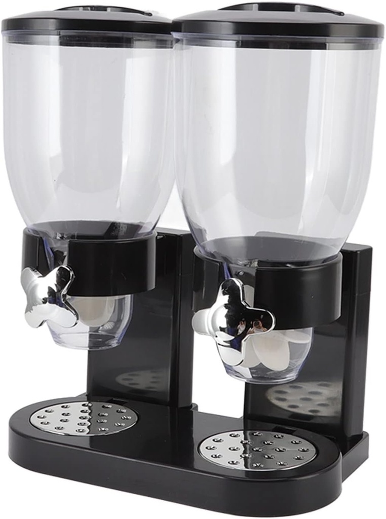 Zerodis Cereal Dispenser Food Dispenser ABS Convenient Storage Dual Containers Airtight Separator Portable Dry Food Dispenser Container Support for Kitchen