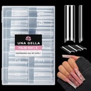 UNA GELLA Nail Tips Square XXL Tips 120 PCS No C Curve Gel Tips Extra Long Square Straight Nails Half Fake Nail Tips No Trace for Acrylic Nails Tips for Home DIY with Box