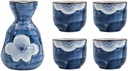Porcelain Pottery Ceramic Wine Glasses Japanese Sake Set Blue Sake Cups Set Sake Cup Set Traditional Hand Painted Design