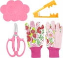 5PCS Rose Thorn Tools Rose Leaf Thorn Strippers with a Rose Pruning Shears and Garden Rose Gloves Pink1