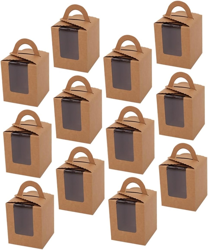 24pcs Cupcake Packing Boxes Transparent Cake Boxes with Window Diy Handheld Wedding Birthday Party