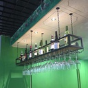 Wall Mounted Wine Shelves, Ceiling Wine Glass Rack Hanging Wine Bottle Holder, Modern Plants Photos Wine Display Storage Holder for Bar/Restaurant/Kitchen/Wine Cellar (Size : 140x25x22cm)