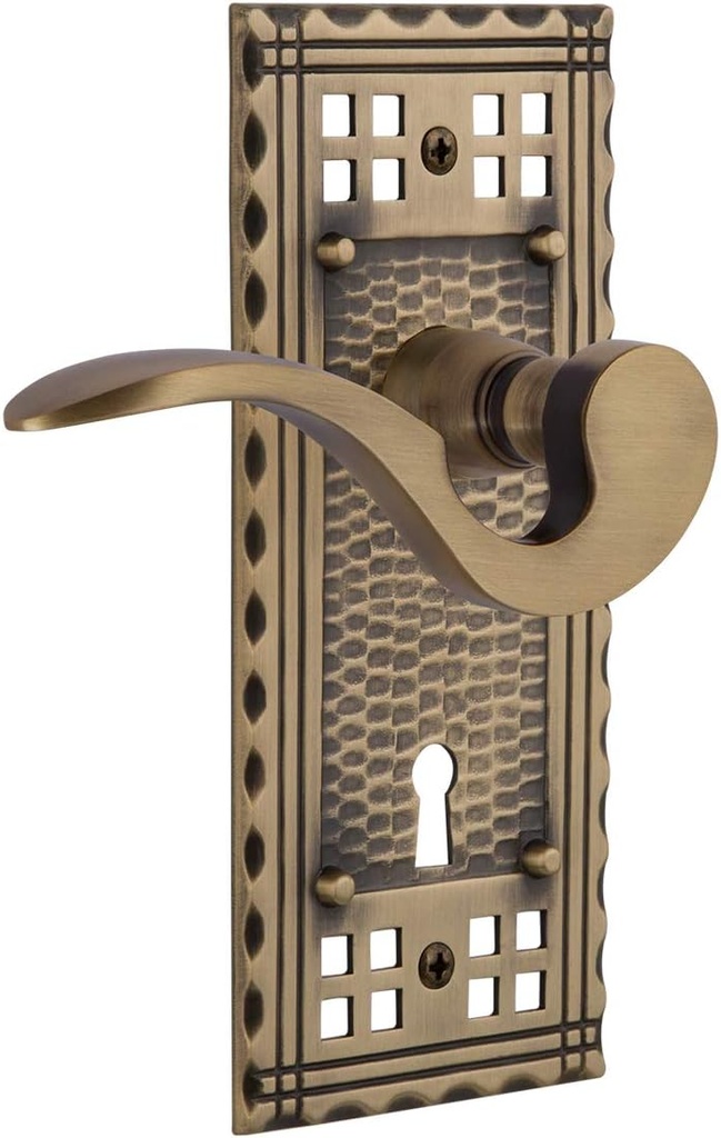 Nostalgic Warehouse Craftsman Plate Single Dummy with Keyhole Manor Lever in Antique Brass