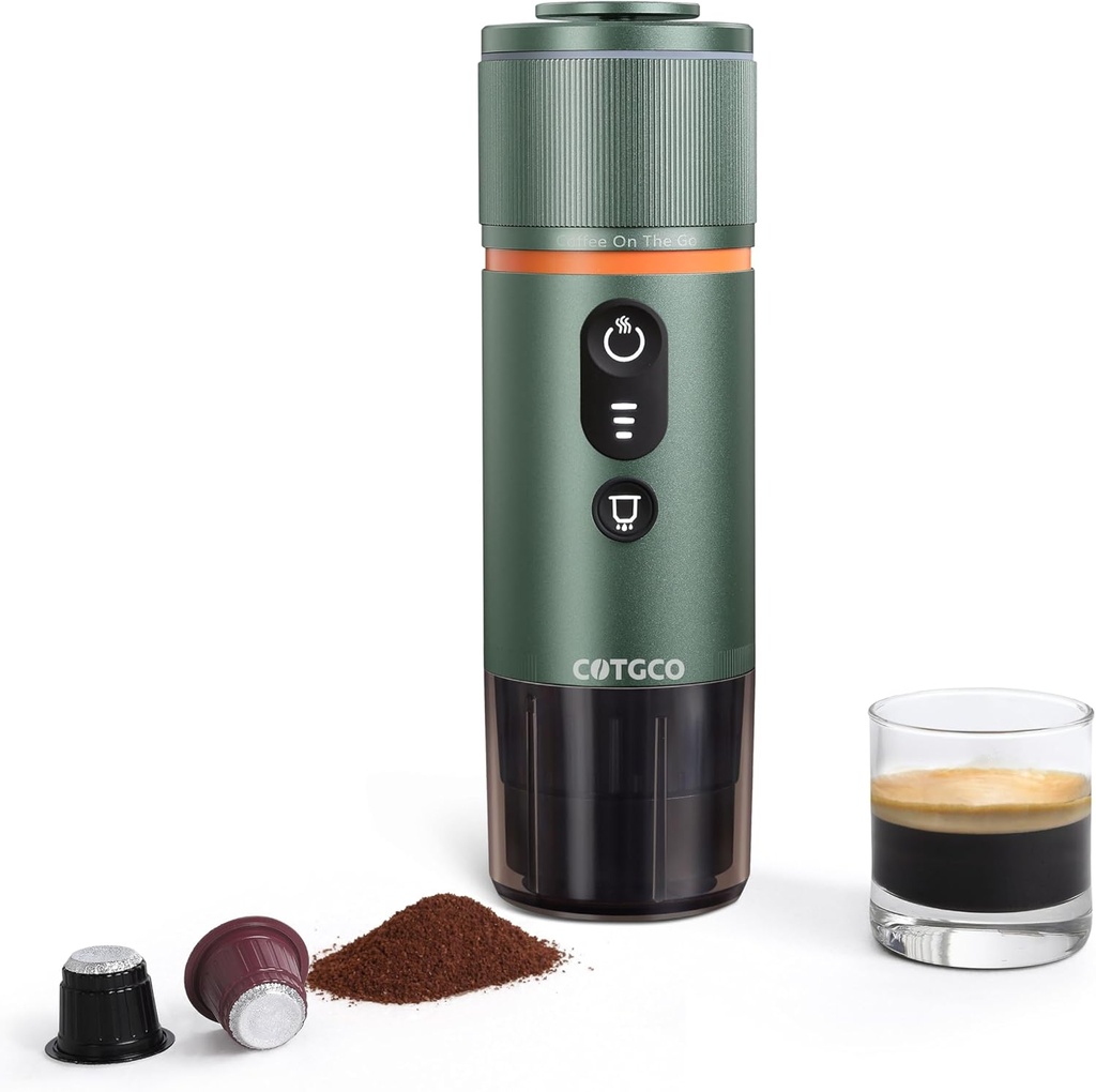 Portable Espresso Maker 20 Bar Self‑Heating & Auto-off | 13500 mAh Battery Brews 8 Shots | 12 V Mini Espresso Machine Compatible with Nespresso Original Pods | Car/Travel/Camping