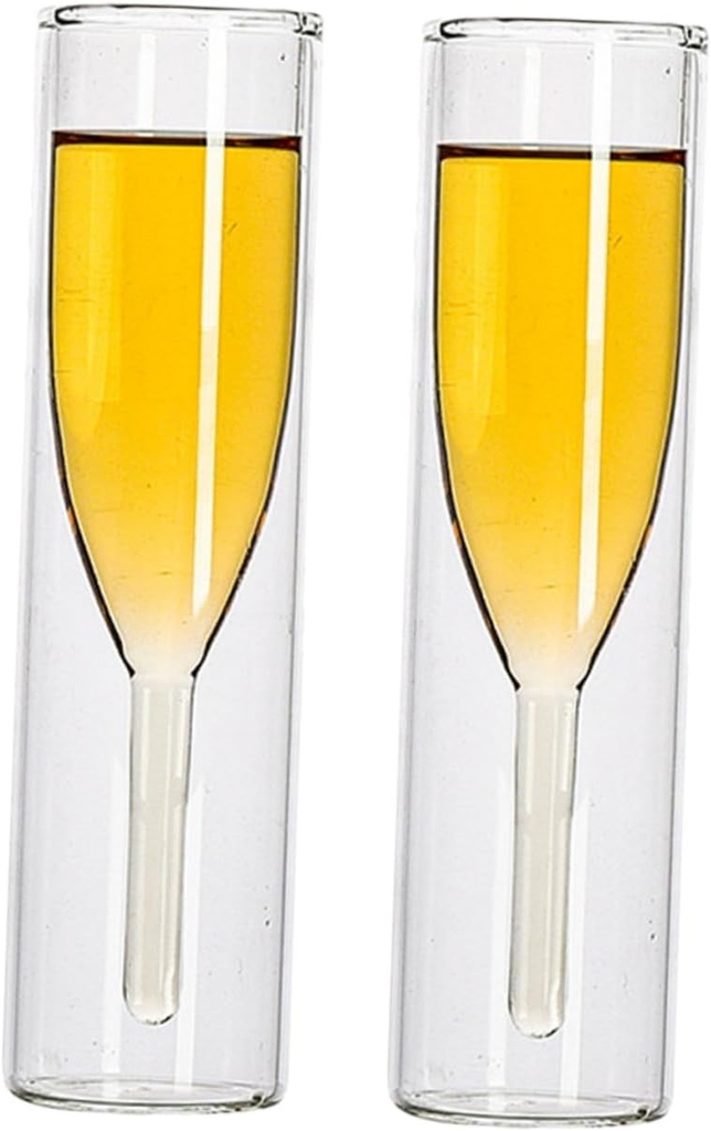 Ciieeo Creative Double Layer Wine Glasses 100ml Goblet Set for Parties Cocktails Wine Unique High Foot Design for Home Bar Use 2-Piece Set