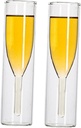 Ciieeo Creative Double Layer Wine Glasses 100ml Goblet Set for Parties Cocktails Wine Unique High Foot Design for Home Bar Use 2-Piece Set