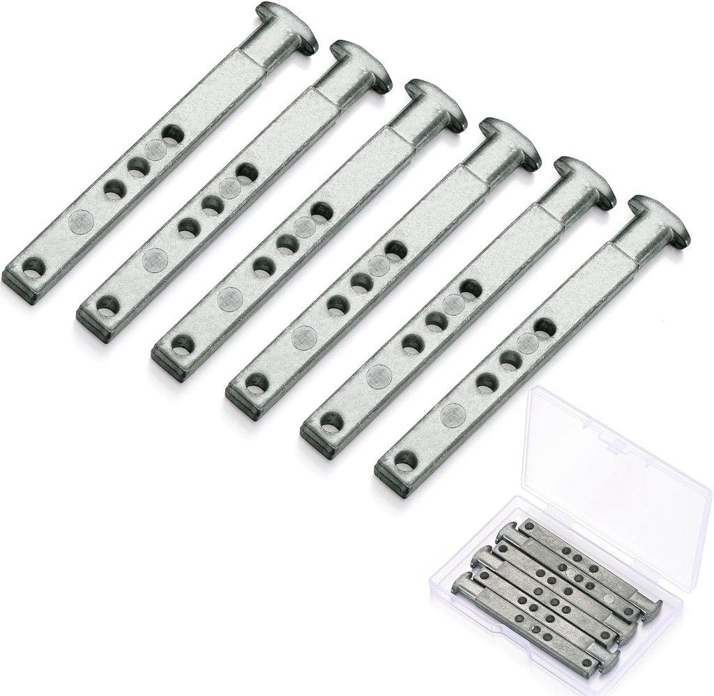 Zonon 6 Pack 4 Hole Die Cast T Shaped Pivot Bar Mental Window Pivot Bar Sturdy Window Replacement Parts for Home Replacement, 3 Inches