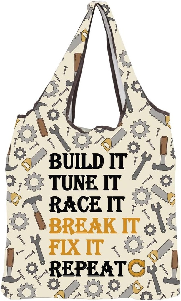 MBMSO Mechanic Gifts Reusable Shopping Bags Maintenance Worker Gifts Tools Print Grocery Tote Bag for Handyman Machinist Gift