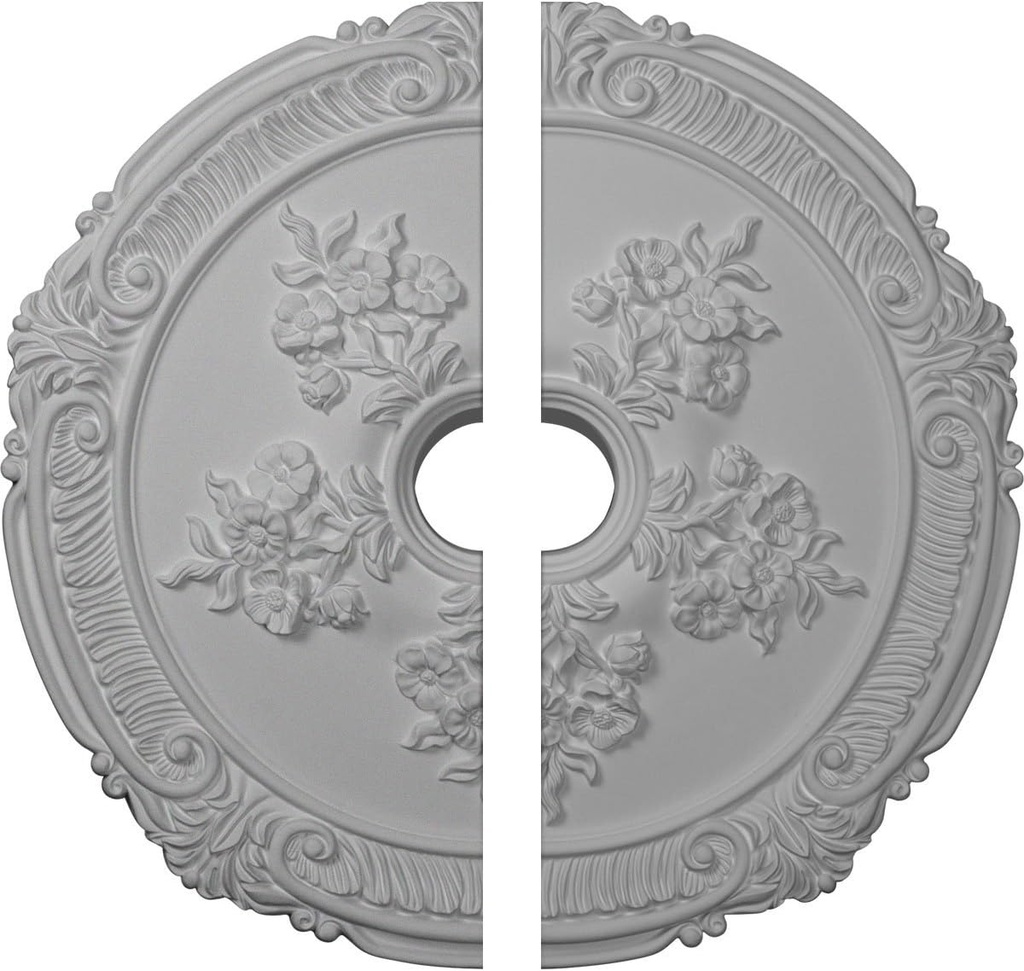 Ekena Millwork CM26AT2 26"OD x 3 3/4"ID x 1 1/2"P Attica with Rose Ceiling Medallion, Fits Canopies up to 4-1/2", 2 Piece