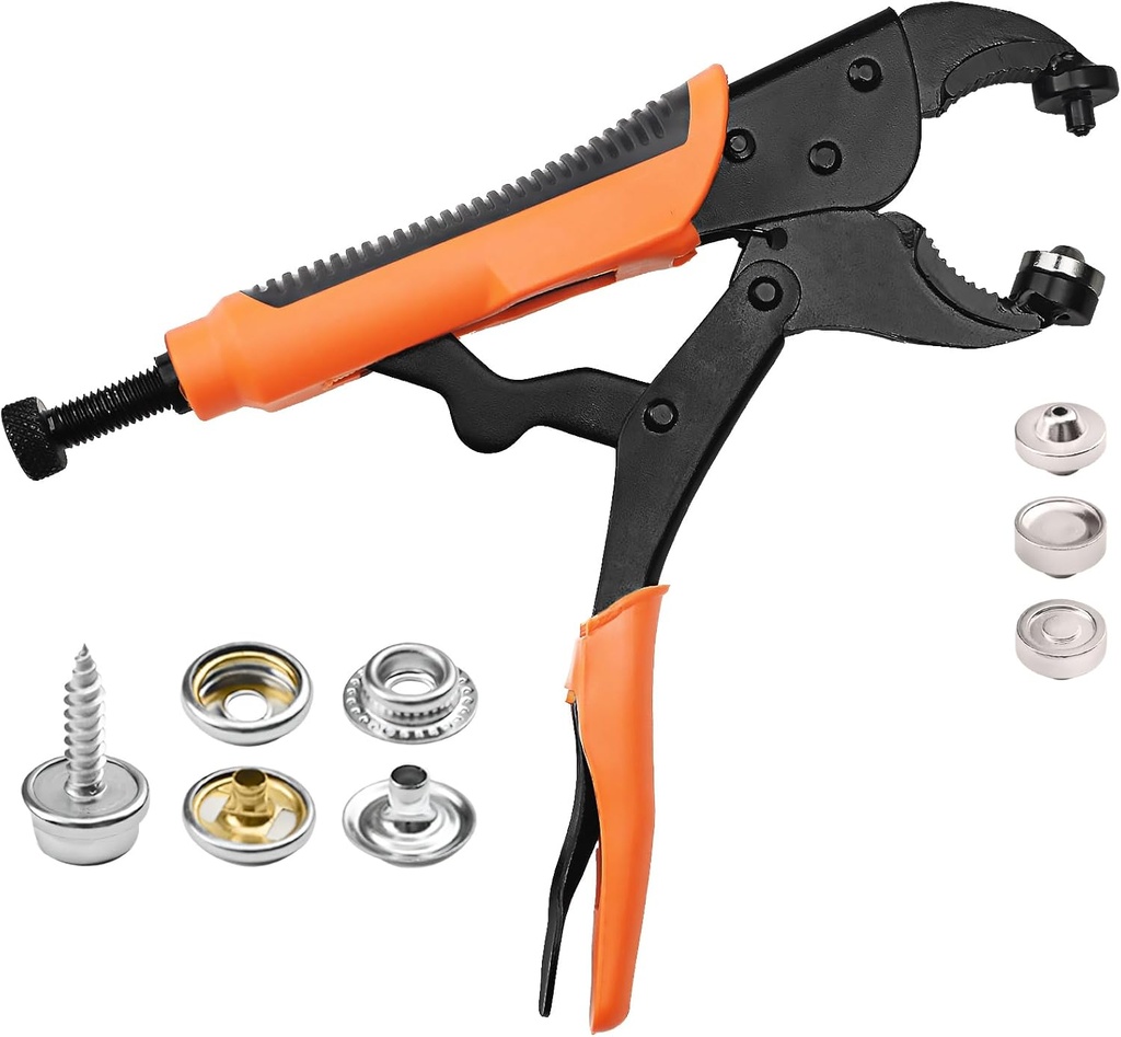 Heavy Duty Snap Button Kit - Snap Fastener Kit Tool with 30 Set 15mm Metal Snaps Used for Fabric, Clothing, Boat Cover