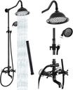 gotonovo Shower Faucet Set Oil Rubbed Bronze Shower System 8 Rain Shower 2 Double Knobs Handle Triple Function Tub Spout Shower Fixture Combo Unit Set