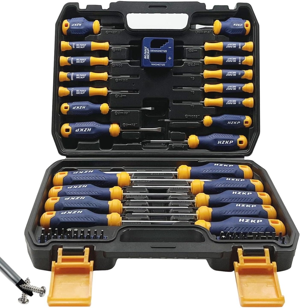 SUNHZMCKP Magnetic Screwdriver Set 66-Piece, S2- Alloy Tool Steel, Includes Slotted/Phillips/Torx Mini Precision Screwdrivers, Replaceable Screwdriver Bits With Sturdy tool box