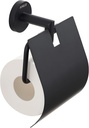 Toilet Paper Holder with Cover, Modern Toilet Roll Holder for Bathroom Wall Mounted, Matte Black, Brass, 077040-MB Leo Series
