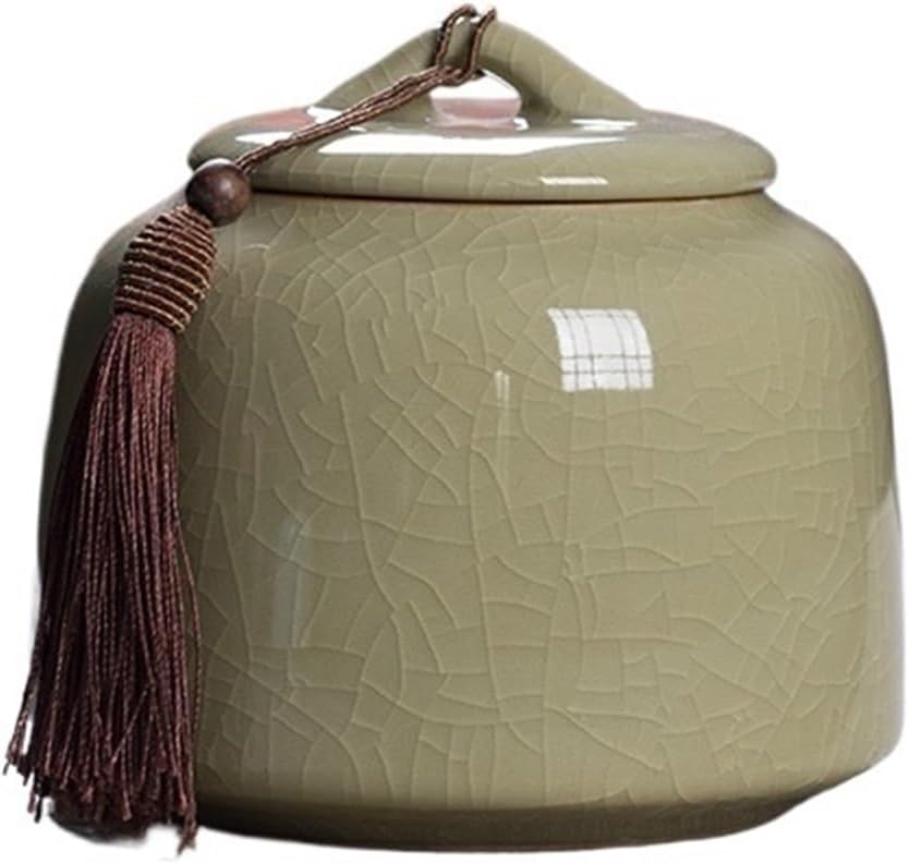 Tea Tins Cans Chinese Canister Caddy Storage Jars Cookie Jar Small Jars With Lids Tea Jar Ceramic(Yellowa)