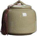 Tea Tins Cans Chinese Canister Caddy Storage Jars Cookie Jar Small Jars With Lids Tea Jar Ceramic(Yellowa)