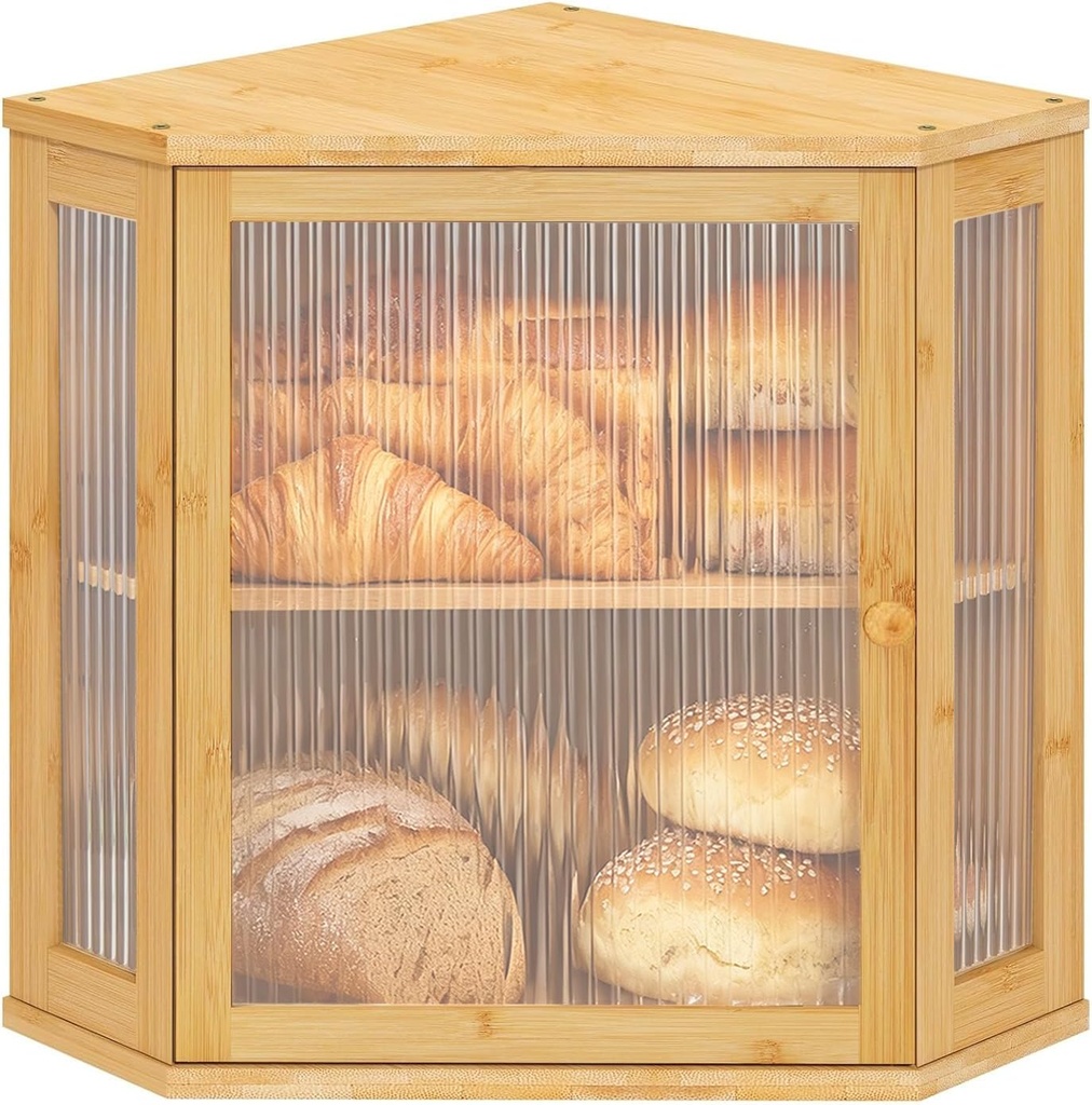 Corner Bread Box for Kitchen Countertop Two-Tier Large Capacity Bread Boxes Storage Container with Adjustable Height Countertop Bread Storage Bin