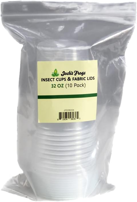 Josh's Frogs 32 oz Fruit Fly Cup and Fabric Lid - 10 Pack